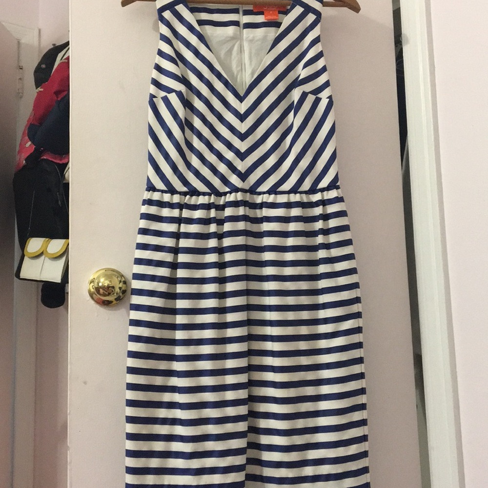 Blue and white striped dress
